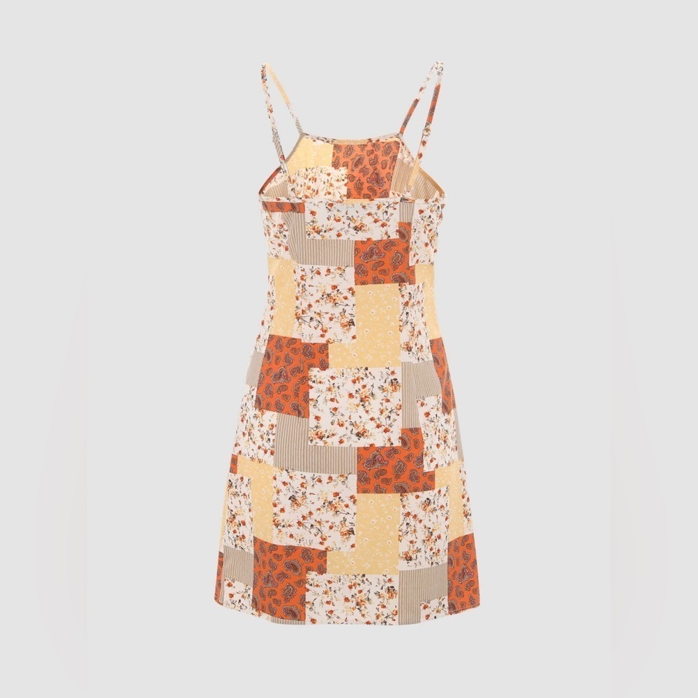 Cider Orange Patchwork Mini Dress Large - image 7